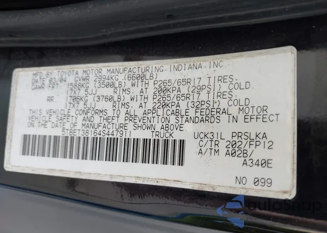 5TBET38164S447911: 43489728