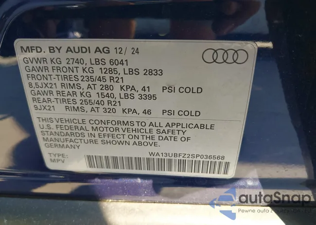 WA13UBFZ2SP036568: 43489831