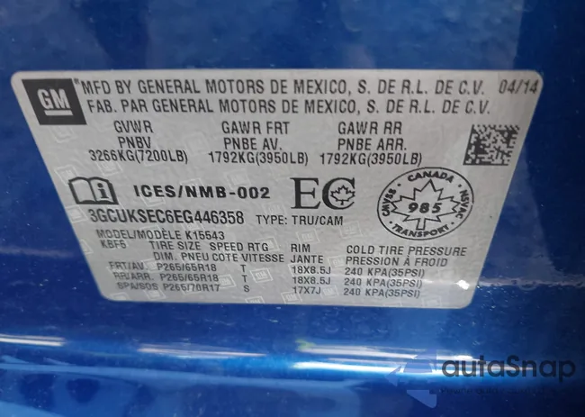 3GCUKSEC6EG446358: 43489874