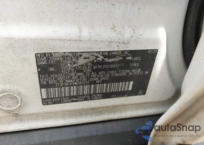 2T3P1RFV1MW185910: 43489890