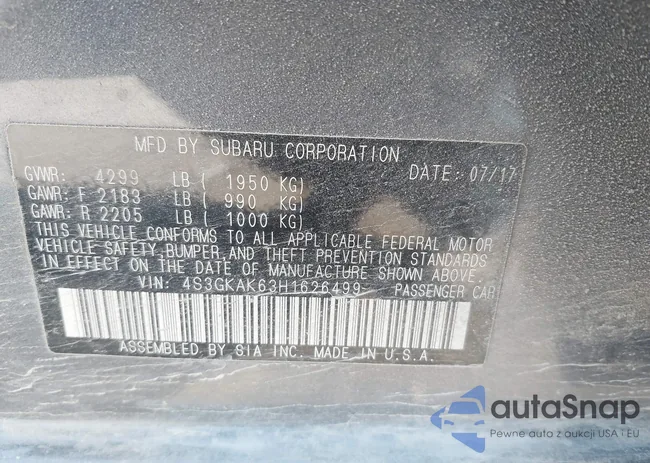 4S3GKAK63H1626499: 43489930