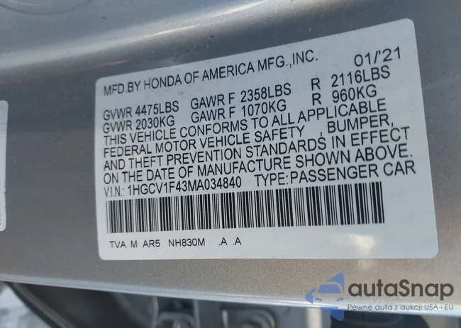 1HGCV1F43MA034840: 43489950