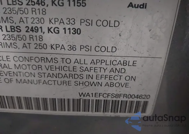 WA1EFCFS8FR004620: 43490021