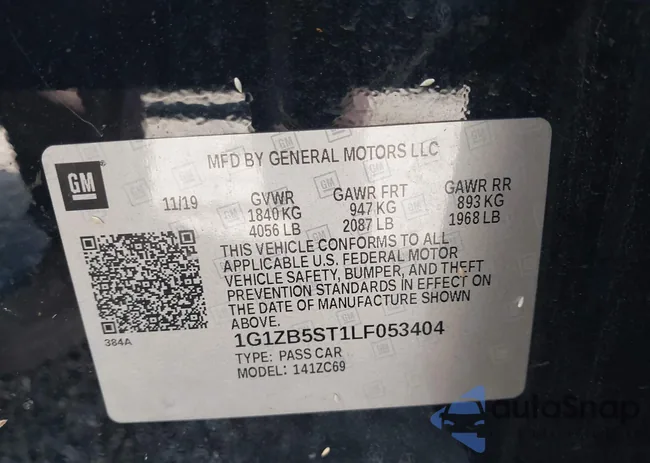 1G1ZB5ST1LF053404: 43489084