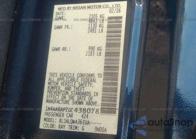 1N4AA6AP2GC438078: 43489138