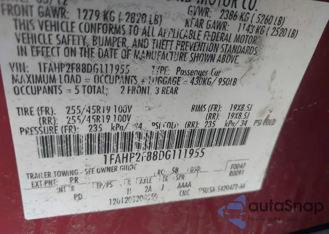 1FAHP2F88DG111955: 43489185