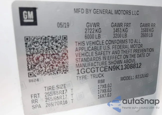 1GCGTCEN9K1308812: 43489243