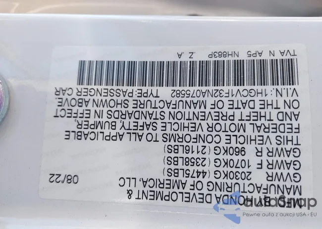 1HGCV1F32NA075582: 43489247