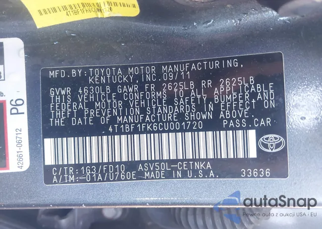 4T1BF1FK6CU001720: 43489265