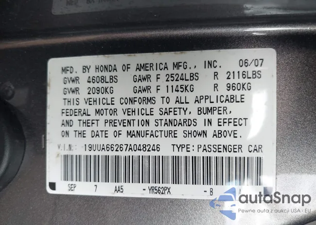 19UUA66267A048246: 43489304