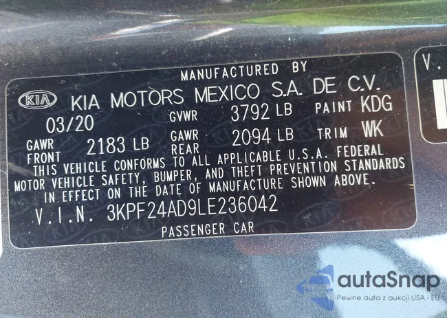 3KPF24AD9LE236042: 43490634