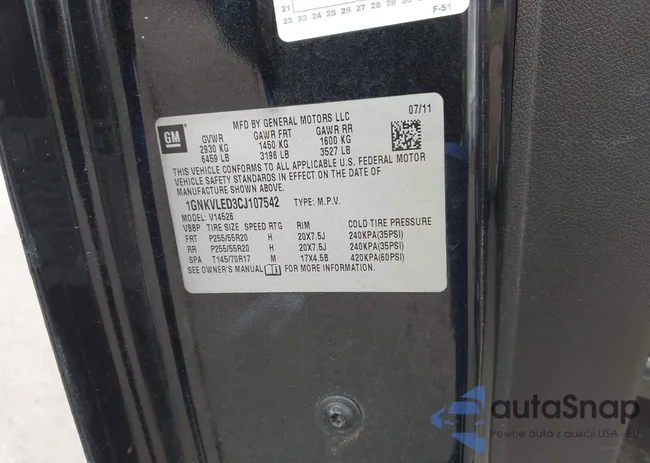 1GNKVLED3CJ107542: 43490755