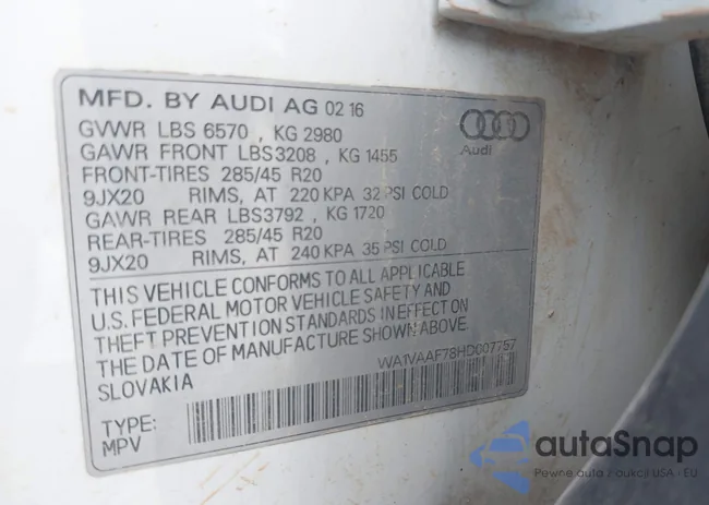 WA1VAAF78HD007757: 43490790