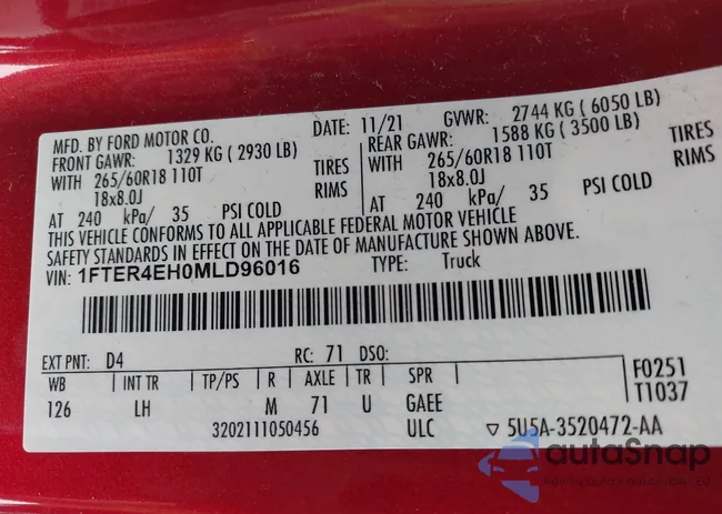 1FTER4EH0MLD96016: 43490841