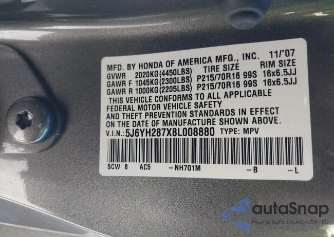 5J6YH287X8L008880: 43490865