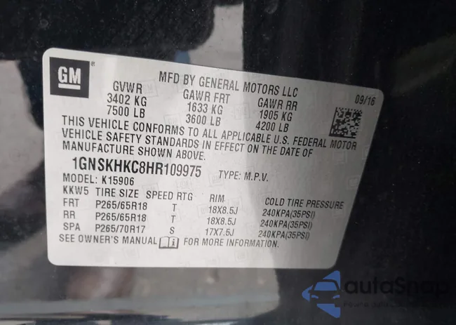 1GNSKHKC8HR109975: 43490894