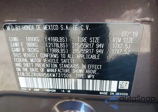 3CZRU6H56KM731508: 43490085