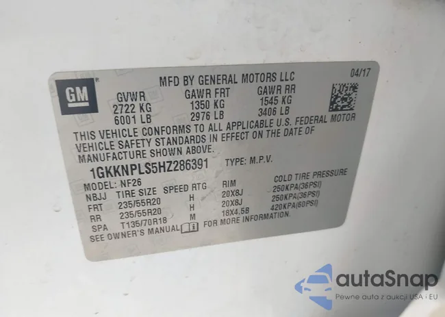 1GKKNPLS5HZ286391: 43490087