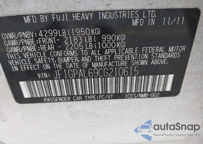 JF1GPAL69CG210615: 43490125