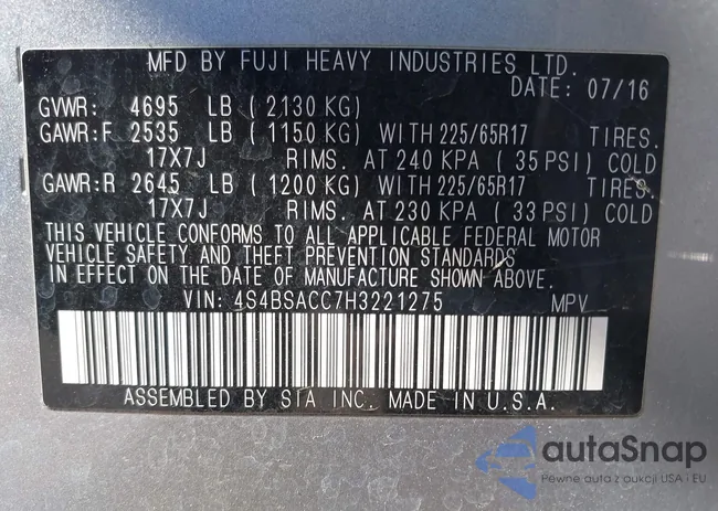 4S4BSACC7H3221275: 43490285