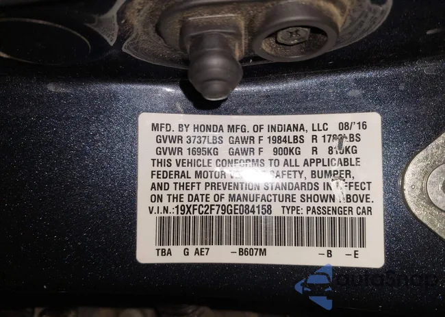 19XFC2F79GE084158: 43490355