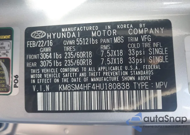 KM8SM4HF4HU180838: 43490411