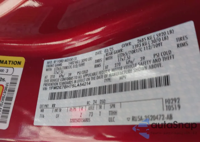 1FMDE7BH7SLA54214: 43491470