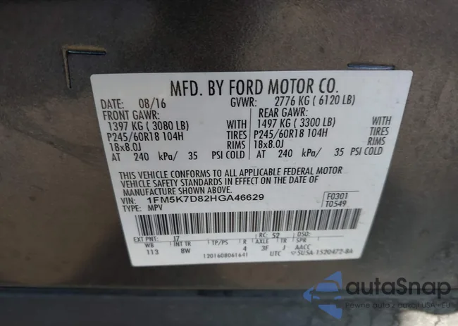 1FM5K7D82HGA46629: 43491555