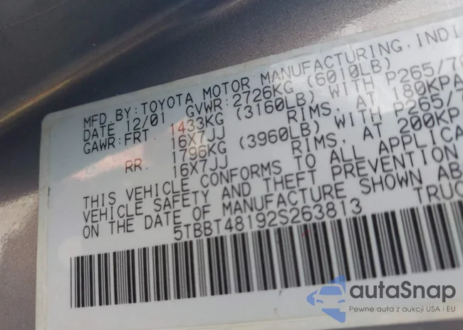 5TBBT48192S263813: 43491595