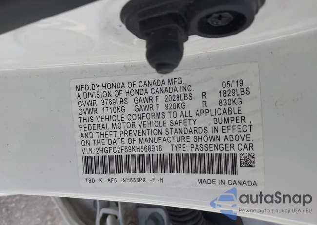 2HGFC2F69KH568918: 43491616