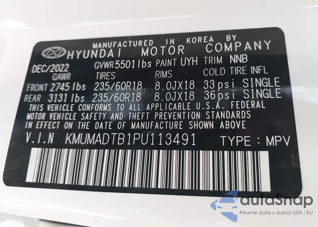 KMUMADTB1PU113491: 43491699