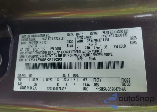 1FTEX1E80FKF19293: 43491707