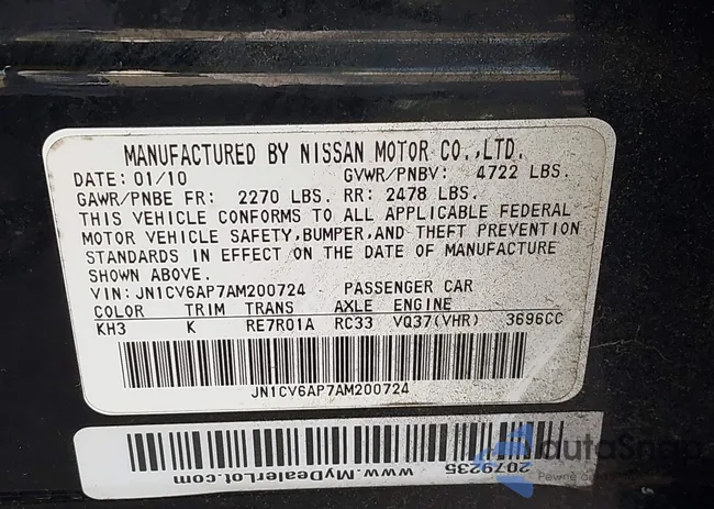 JN1CV6AP7AM200724: 43491738