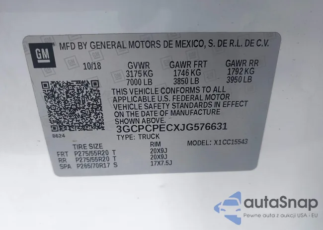 3GCPCPECXJG576631: 43491838