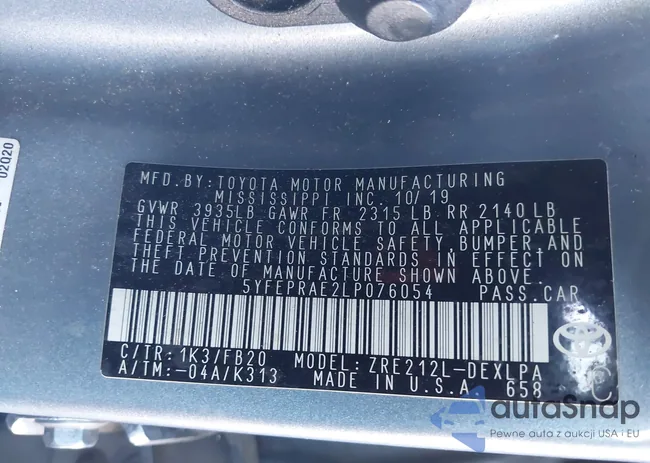 5YFEPRAE2LP076054: 43491848