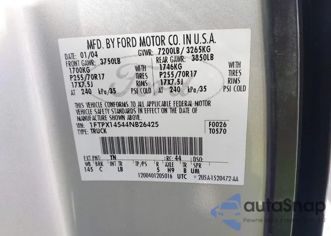 1FTPX14544NB26425: 43491850