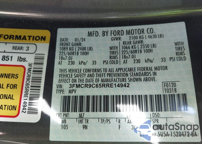 3FMCR9C65RRE14942: 43491941