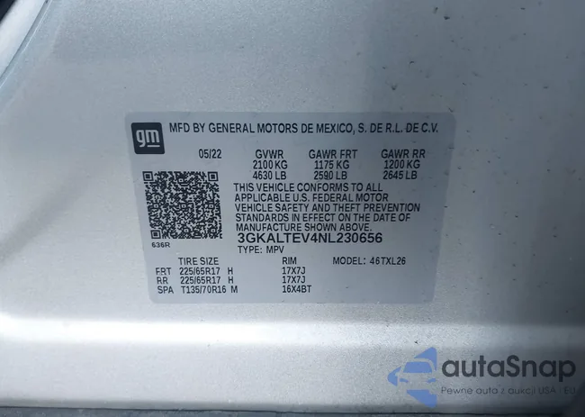 3GKALTEV4NL230656: 43491943