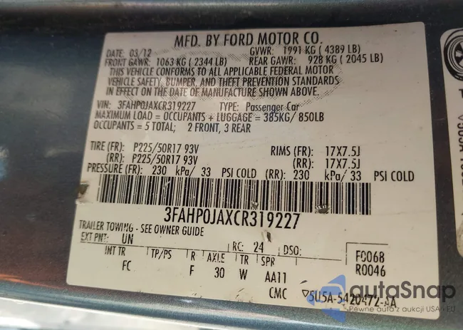 3FAHP0JAXCR319227: 43491053