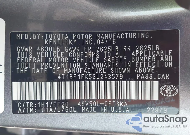 4T1BF1FK5GU243579: 43491131