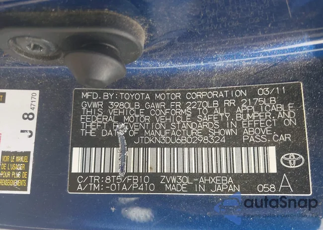 JTDKN3DU6B0298324: 43491155