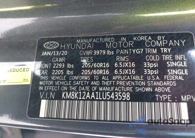 KM8K12AA1LU543598: 43491262