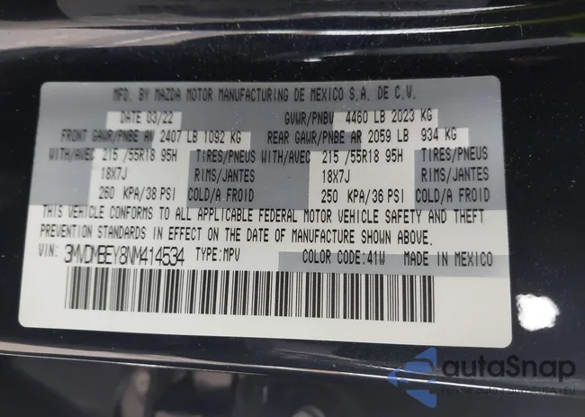 3MVDMBEY8NM414534: 43491399