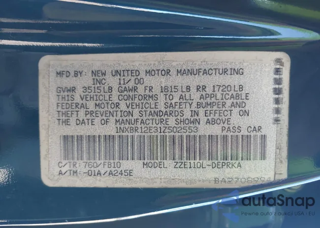 1NXBR12E31Z502553: 43492442