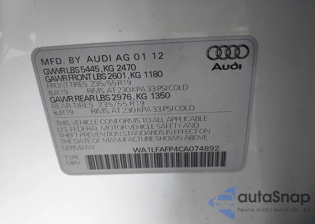 WA1LFAFP4CA074892: 43492485