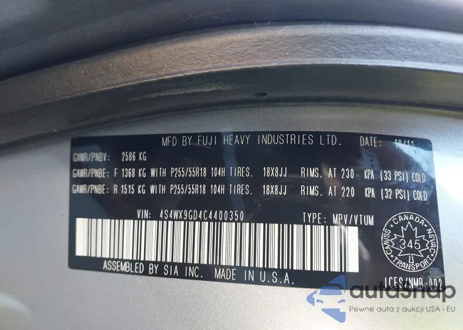 4S4WX9GD4C4400350: 43492527