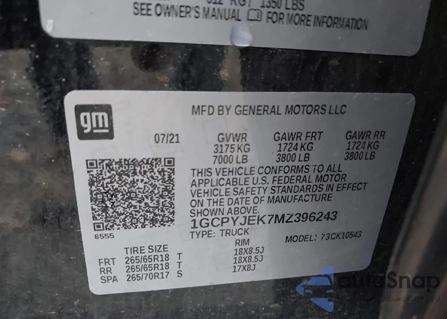 1GCPYJEK7MZ396243: 43492680