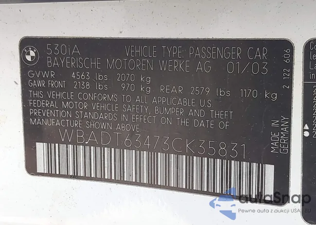 WBADT63473CK35831: 43492797