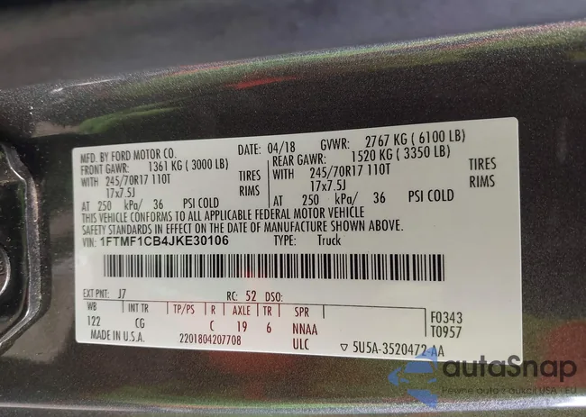 1FTMF1CB4JKE30106: 43492825