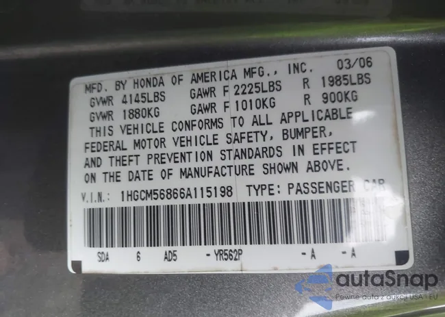 1HGCM56866A115198: 43493004